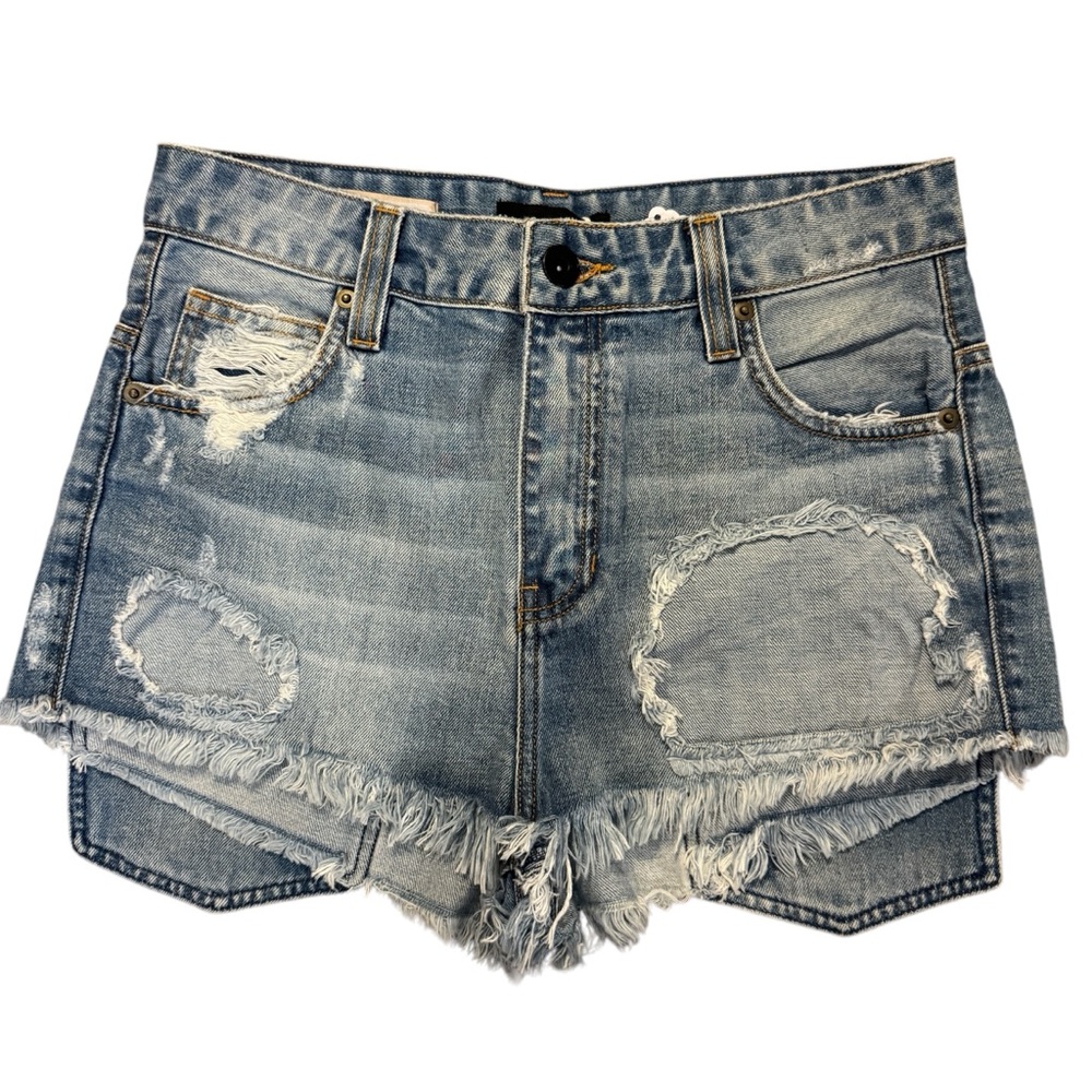John John Lab Distressed Denim Women's Mini Shorts Sz 40